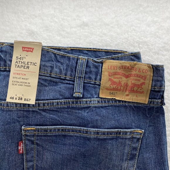 Levi's 541 Athletic Taper Jeans Men 46x28 Blue Stretch Big & Tall American Denim - Picture 12 of 14
